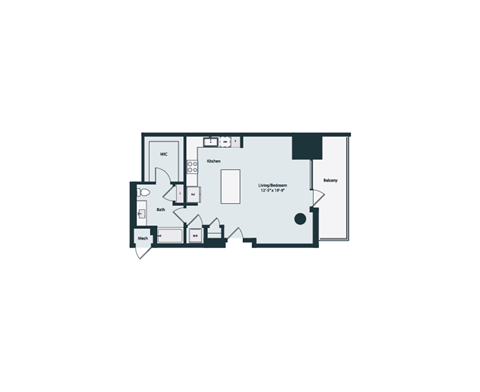 Floor plan for studio, 1 bath, 710 sqft